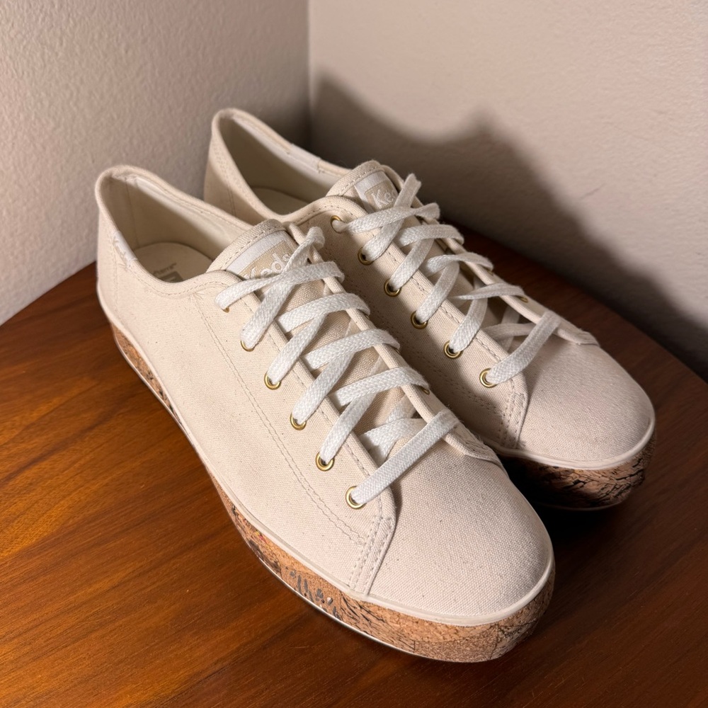 Keds Triple Kick Canvas Cork Foxing Natural Sneakers Size 7.5 - Picture 5 of 12